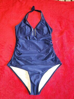 NEW XL Women's 1pc Bathing SEXY Blue Swimwear Beach Pool Swimming Halter Swim